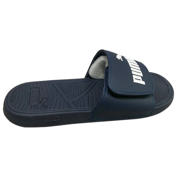 NWT PUMA MSRP $51.99 COOL CAT 2.0 V SPORT MEN\'S NAVY SLIP ON SLIDES SANDALS